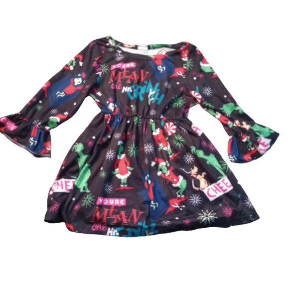 Christmas Grinch Dress, Girls China Sz 100/ US Sz 3T/4T - Picture 1 of 5